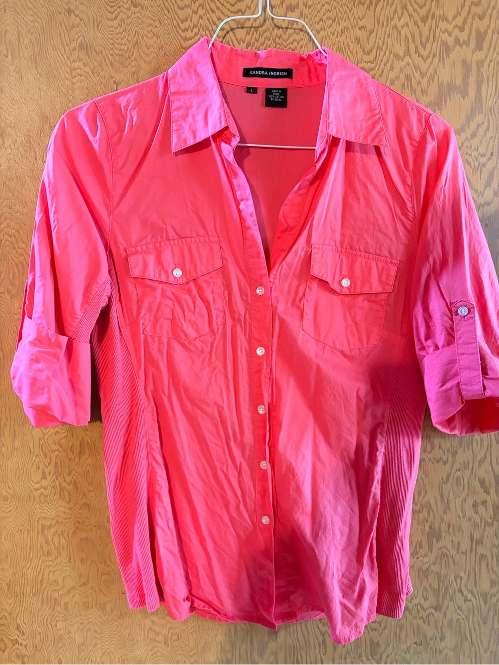 Sandra Ingrish Bright Coral Button-Front Shirt